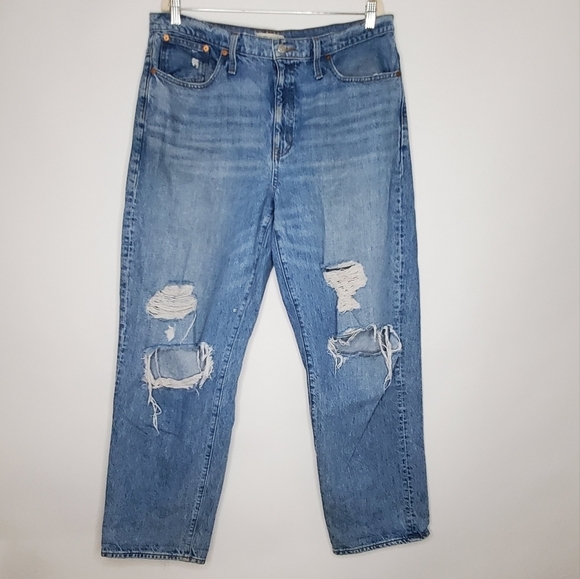 Madewell Dad Jean Jeans Size 30 Distressed Cotton Denim Slouchy Grunge Fall - Picture 16 of 16